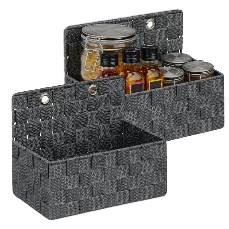 foto del prodotto 2x cestino portaoggetti, da appendere, organizer per bagno, corridoio, camera da letto, 20x25x16,5 cm, grigio