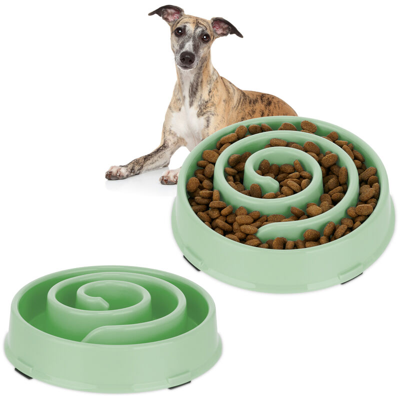 foto del prodotto 2x ciotola anti ingozzamento per cani, 600 ml, lenta assunzione del cibo, adatta alla lavastoviglie, verde