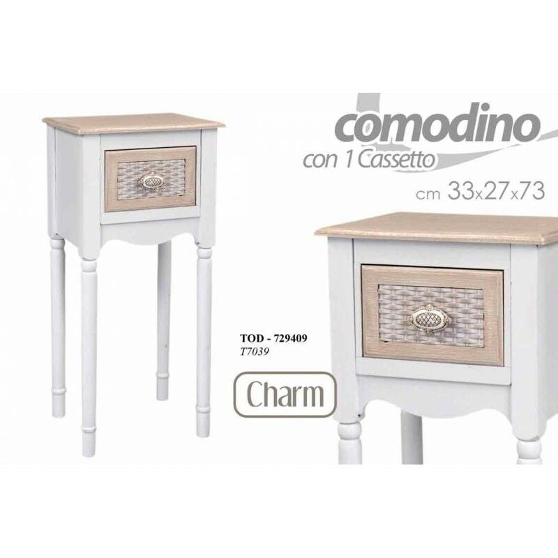 foto del prodotto 2x comodino charm camera shabby con cassetto cm 33 x 27 x 73 h