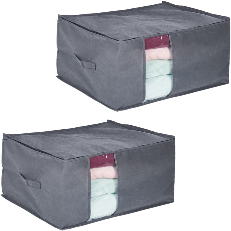 foto del prodotto 2x contenitore per armadio, cerniera, organizzatore sotto letto, porta vestiti, cambio stagione, hlp 30x60x45 cm