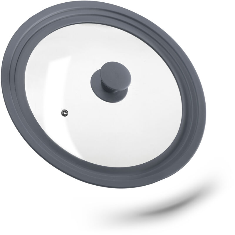 foto del prodotto 2x coperchio universale in vetro, con bordo in silicone per pentole &amp; padelle 26-30 cm, hd 5x31,5 cm, grigio