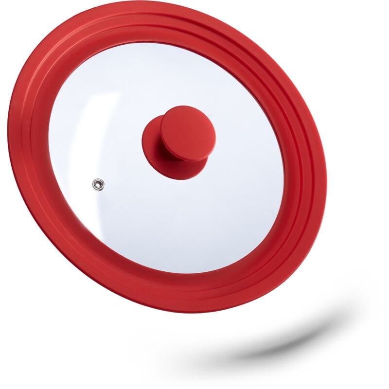 foto del prodotto 2x coperchio universale in vetro, con bordo in silicone per pentole padelle 22 26 cm, hd 5x27,5 cm, nero