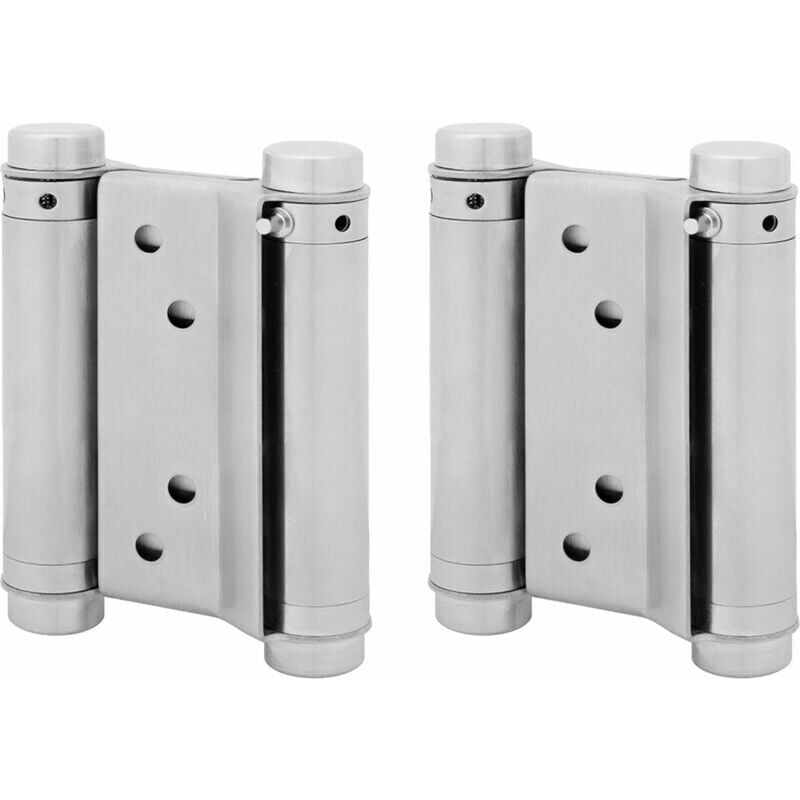 foto del prodotto 2x coppia di cerniere per porte battenti a doppia azione, molla in acciaio inox, modello saloon western, 75 mm