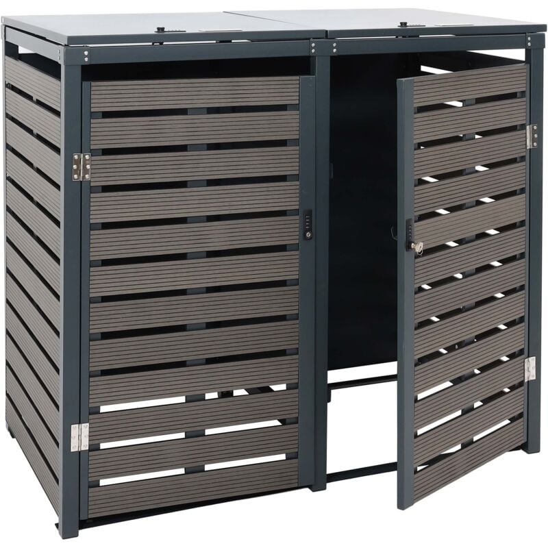 foto del prodotto 2x copribidoni box spazzatura rifiuti hhg 652 xl 102x140x119cm metallo wpc antracite
