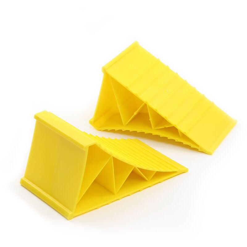 foto del prodotto 2x cunei fermaruota 220x125x100 mm cuneo blocca ruota in plastica per rimorchi e camper xpotool