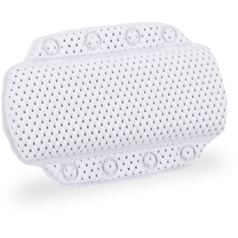 foto del prodotto 2x cuscino poggiatesta da vasca, cuscinetto antiscivolo con ventose, benessere, supporto testa collo, bianco