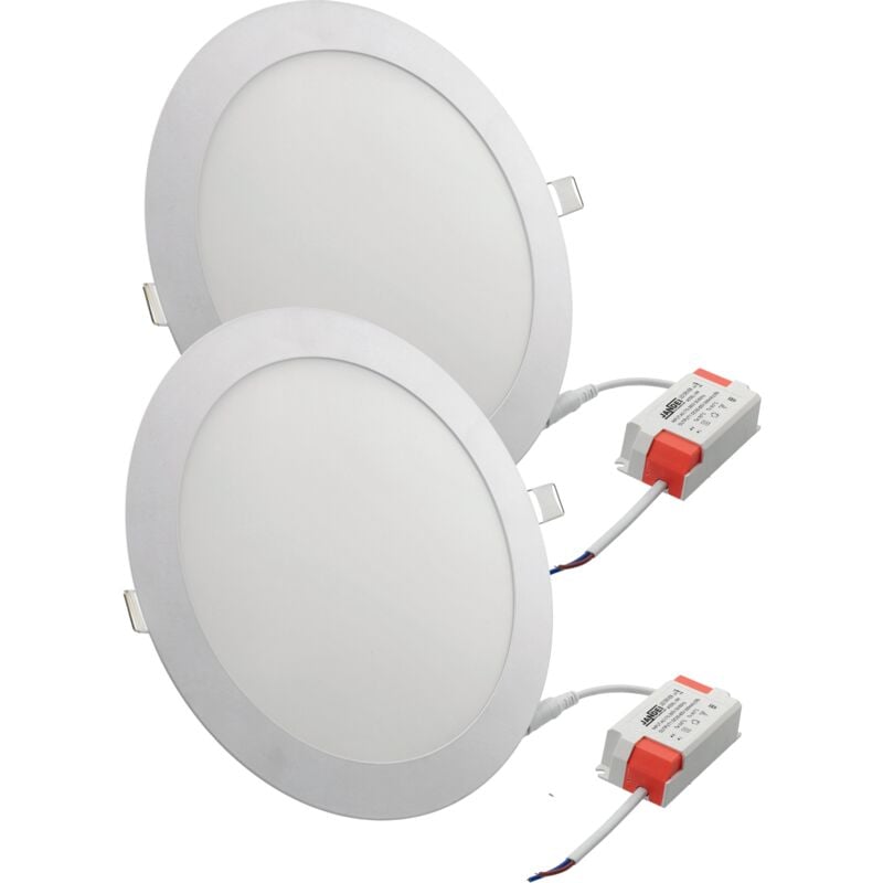 foto del prodotto 2x downlight led 18w redondo incorporato 6000k, alluminio ao bianco opaco, per led downlight 200 205 mm led jandei