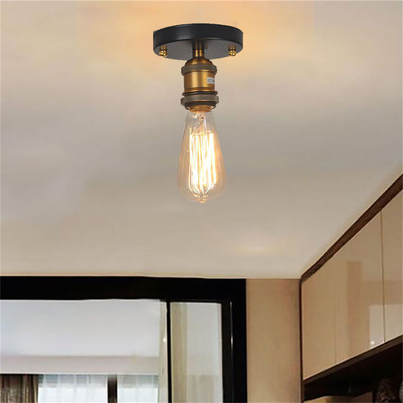 foto del prodotto 2x e27 portalampada plafoniera, vintage retro lampada da soffitto edison supporto per cucina camera da letto bronzo 