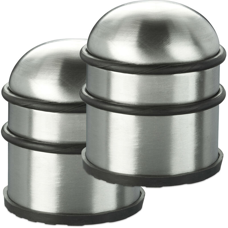 foto del prodotto 2x fermaporte , blocca porta e ferma finestre, in acciaio inox e gomma, accessorio per la casa, 7 cm, argento