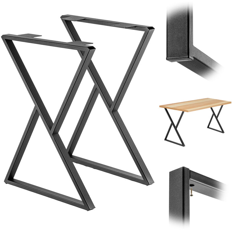 foto del prodotto 2x gambe per tavolo loft scrivania in metallo clessidra industriale 60x75 cm kadax