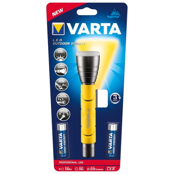 foto del prodotto 2x giallo torcia a led 5 w, ipx4, 2 batterie aa incluse varta