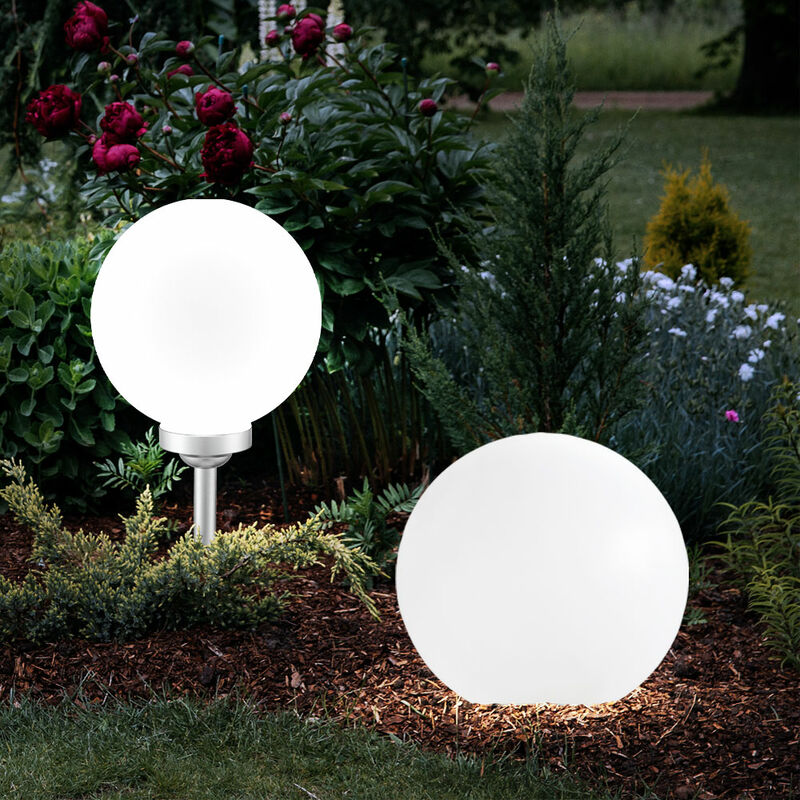 foto del prodotto 2x lampada a sfera a led per esterni a luce solare set di 2 luci da giardino sfera da giardino luce a spina solare, 25x65cm, giardino balcone area