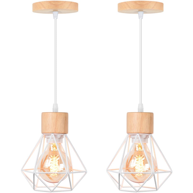 foto del prodotto 2x lampada a sospensione, 16cm diamante plafoniera a sospensione con e27 attacco, illuminazione con gabbia per soggiorno sala da pranzo camera da