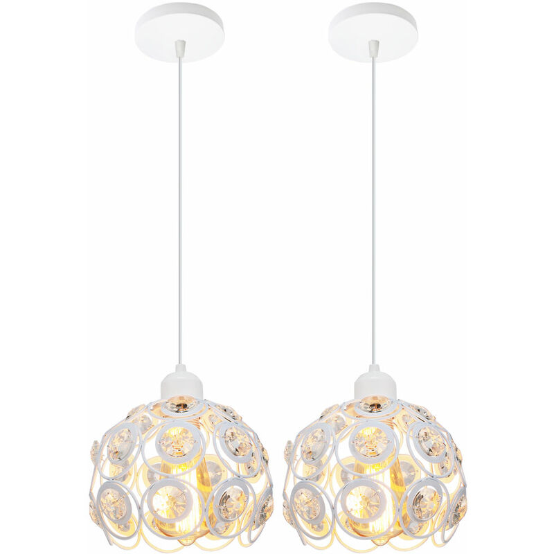 foto del prodotto 2x lampada a sospensione in cristallo, moderna lampada da soffitto, apparecchio di illuminazione con 20cm paralume per corridoio cucina isaland