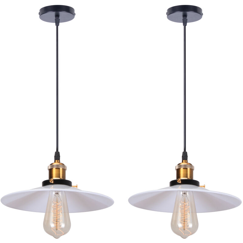 foto del prodotto 2x lampada a sospensione, lampadario da soffitto con 26cm paralume, illuminazione con bronzo e27 per cucina isaland camera da letto bianco 