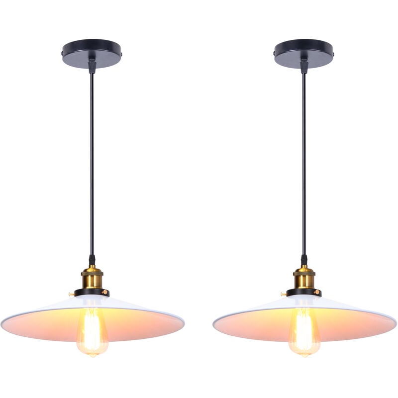 foto del prodotto 2x lampada a sospensione, lampadario da soffitto con 36cm paralume, illuminazione con bronzo e27 per cucina isaland camera da letto bianco 