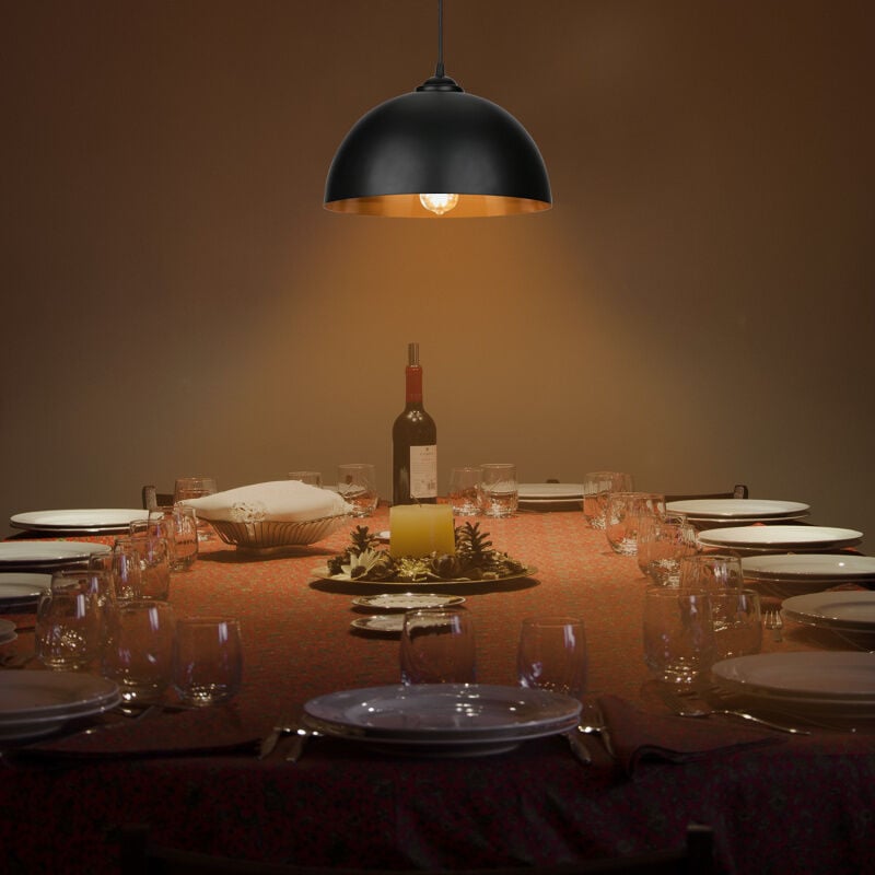 foto del prodotto 2x lampada a sospensione paralume lampada a sospensione led retrò nero-oro montare cucina
