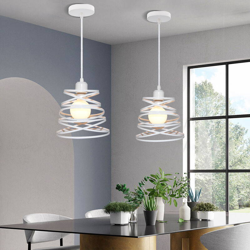 foto del prodotto 2x lampada a sospensione, vintage lampada da soffitto con 20cm gabbia in design a spirale, industriale stile illuminazione con e27 attacco per
