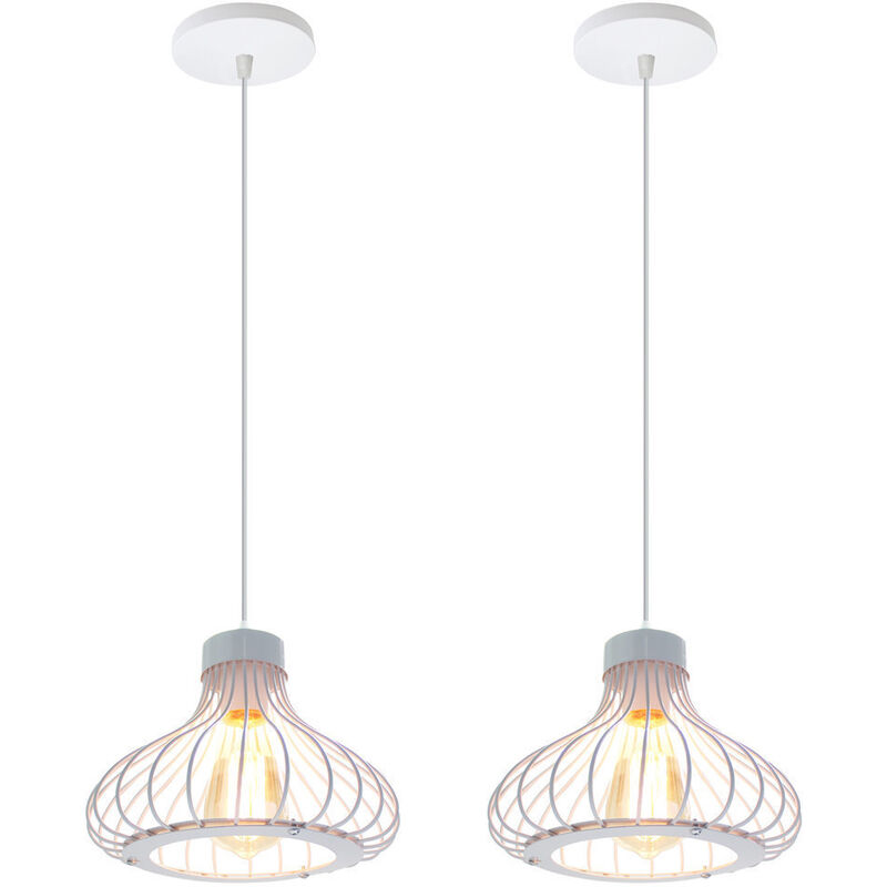 foto del prodotto 2x lampada a sospensione, vintage lampada da soffitto con 23cm gabbia, industriale stile illuminazione in metallo con e27 attacco per soggiorno