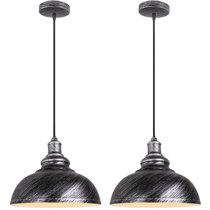 foto del prodotto 2x lampada a sospensione vintage, lampada da soffitto con 29cm paralume in metallo, industriale stile illuminazione supporto edison e27 per