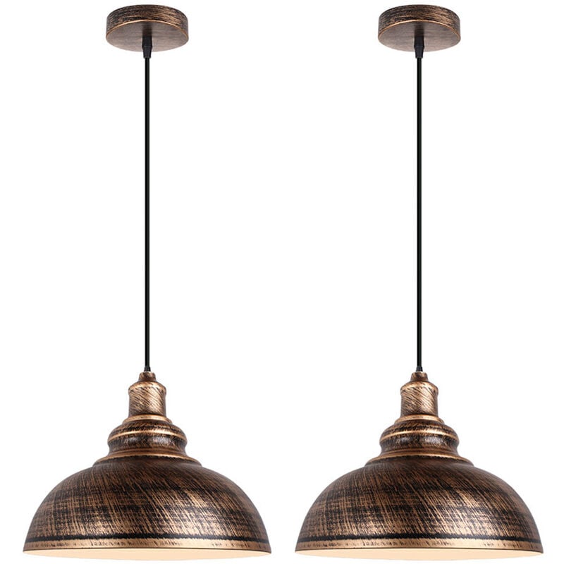 foto del prodotto 2x lampada a sospensione vintage, lampada da soffitto con 29cm paralume in metallo, industriale stile illuminazione supporto edison e27 per