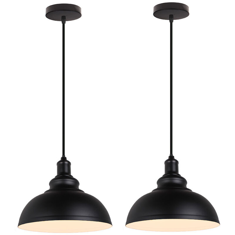 foto del prodotto 2x lampada a sospensione vintage, lampada da soffitto con 29cm paralume in metallo, industriale stile illuminazione supporto edison e27 per