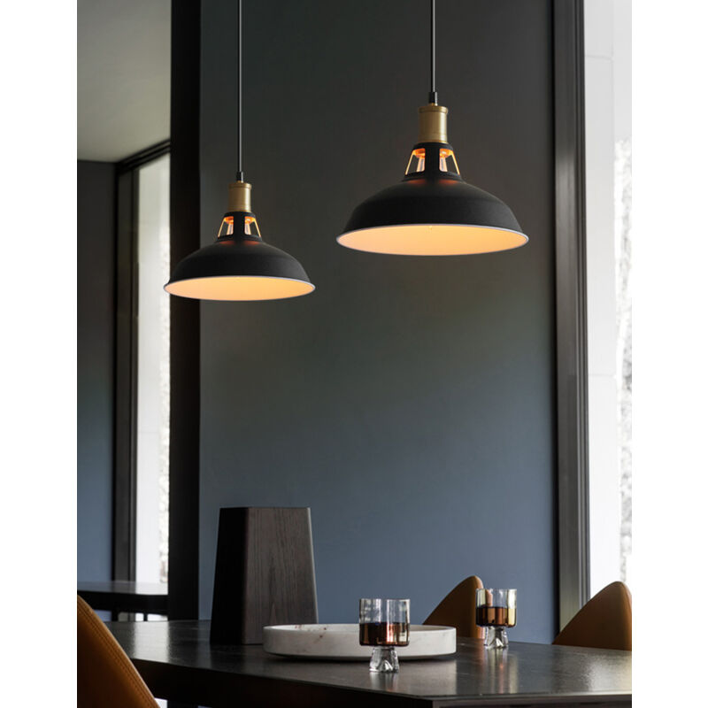 foto del prodotto 2x lampada a sospensione, vintage lampada da soffitto con paralume in metallo, industriale stile illuminazione supporto edison e27 per corridoio