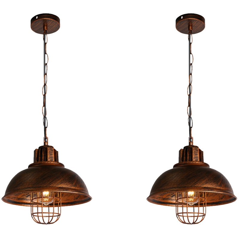 foto del prodotto 2x lampada a sospensione, vintage luce da soffitto con 33cm paralume in ferro, industriale stile illuminazione supporto edison e27 per corridoio