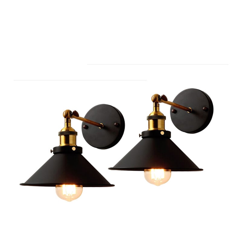 foto del prodotto 2x lampada da parete interni, industriale stile applique con 22cm paralume, illuminazione da parete regolabile 180 per soggiorno camera da letto