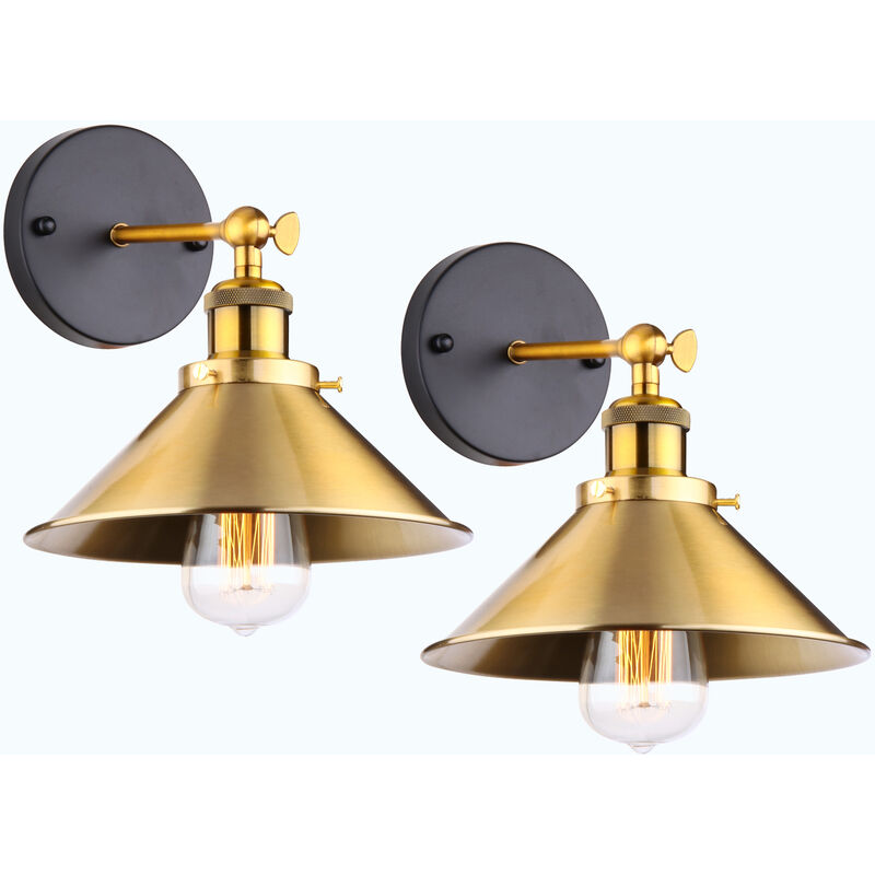 foto del prodotto 2x lampada da parete interni, industriale stile applique con 22cm paralume, illuminazione da parete regolabile 180 per soggiorno camera da letto