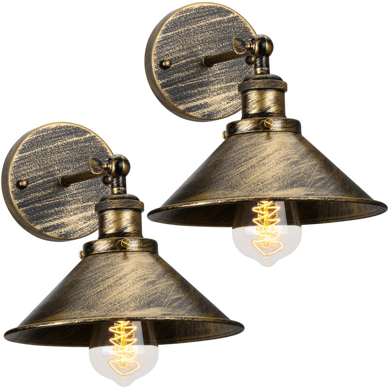 foto del prodotto 2x lampada da parete interni, industriale stile applique con 22cm paralume, illuminazione da parete regolabile 180 per soggiorno camera da letto