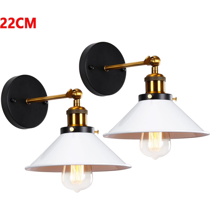 foto del prodotto 2x lampada da parete interni, industriale stile applique con 22cm paralume, illuminazione da parete regolabile 180 per soggiorno camera da letto