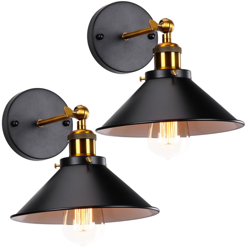 foto del prodotto 2x lampada da parete interni, industriale stile applique con 22cm paralume, illuminazione da parete regolabile 180 per soggiorno camera da letto