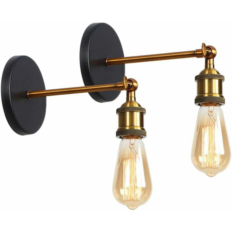 foto del prodotto 2x lampade da parete, vintage industriale sile applique, lampada da muro in metallo regolabile 180 per camera da letto soggiorno corridoio bronzo 