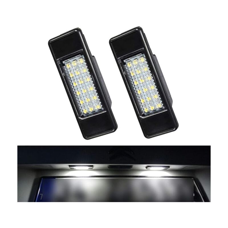 foto del prodotto 2x led luce targa canbus senza errori bianco 6000k 18 smd per peugeot 106 1007 207 307 308 3008 406 407 508 806 citroen c2 c3 c4 c5 c6 ds3