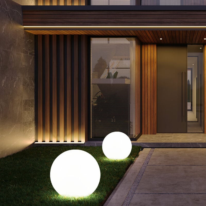 foto del prodotto 2x led solare esterno plug in sfera 20 cm luci giardino prato prato aiuola illuminazione lampade a picchetto