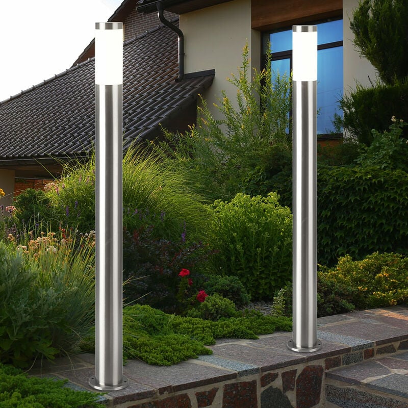 foto del prodotto 2x luci da esterno per giardino, cortile, pilastri con base in acciaio inossidabile, faretti, piantana