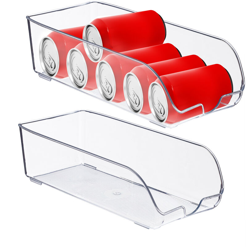 foto del prodotto 2x organizer da frigorifero, contenitore da cucina con manici box per alimenti salvaspazio, plastica, trasparente