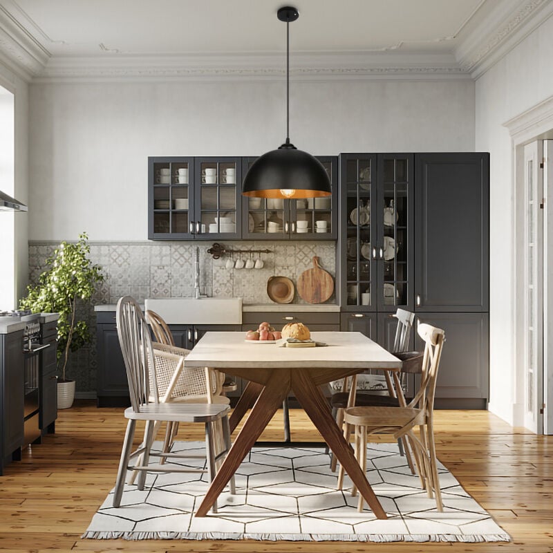 foto del prodotto 2x paralume a sospensione senza lampadina nero-oro lampada a sospensione industriale