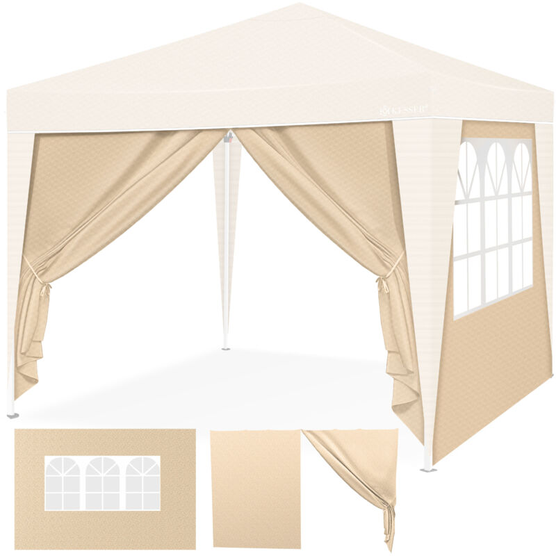 foto del prodotto 2x parete laterale per gazebo 3x3m gazebo pieghevole pop up richiudibile salvaspazio stivabile 2x pannelli laterali beige kesser