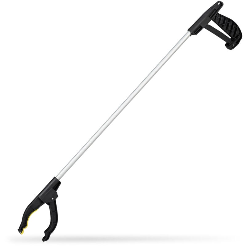 foto del prodotto 2x pinza raccogli oggetti, braccio prensile, aiuto mobilit anziani e disabili, alluminio, 76 cm, argento nero