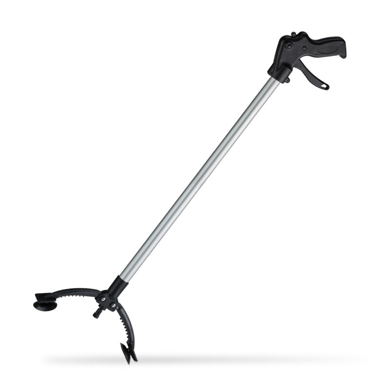 foto del prodotto 2x pinza raccogli oggetti, braccio prensile, aiuto mobilit anziani e disabili, alluminio, 88 cm, argento nero