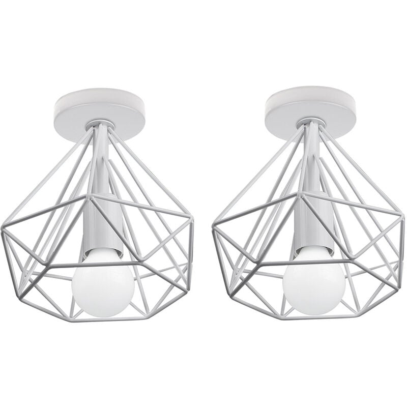 foto del prodotto 2x plafoniera, lampada da soffitto in industriale stile, illuminazione 20cm con gabbia a form di diamantata per soggiorno camera da letto bianco 