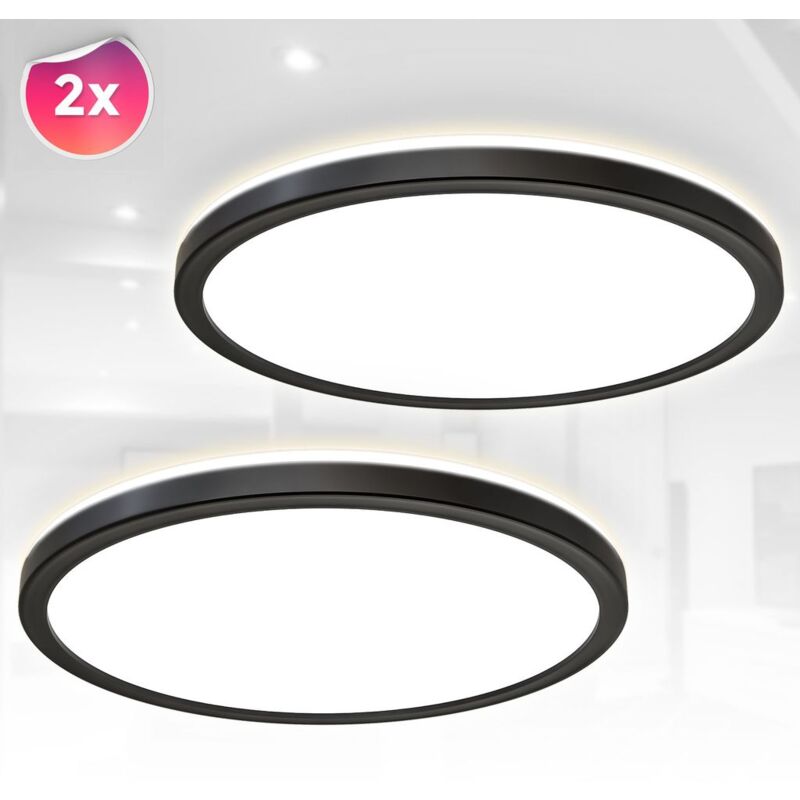 foto del prodotto 2x plafoniera led lampada da soffitto a pannello ultrapiatto luce indiretta corridoio 18w nero