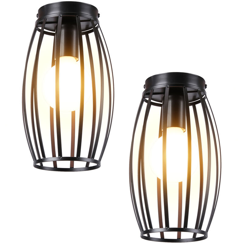 foto del prodotto 2x plafoniera soffitto, vintage lampada da soffitto con gabbia, industriale stile illuminazione in metallo con e27 attacco per soggiorno cucina