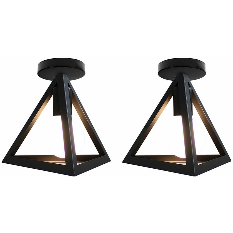 foto del prodotto 2x plafoniere soffitto, lampade a soffitto con triangolo gabbia, illuminazione in metallo e27 attacco per soggiorno sala da pranzo camera da letto