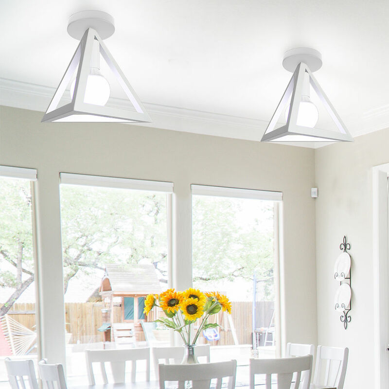 foto del prodotto 2x plafoniere soffitto, lampade a soffitto con triangolo gabbia, illuminazione in metallo e27 attacco per soggiorno sala da pranzo camera da letto