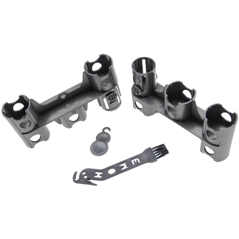 foto del prodotto 2x porta-accessori compatibile con dyson sv10, sv11, sv12, sv14 accessori da aspirapolvere - supporto + pennellino, grigio - vhbw