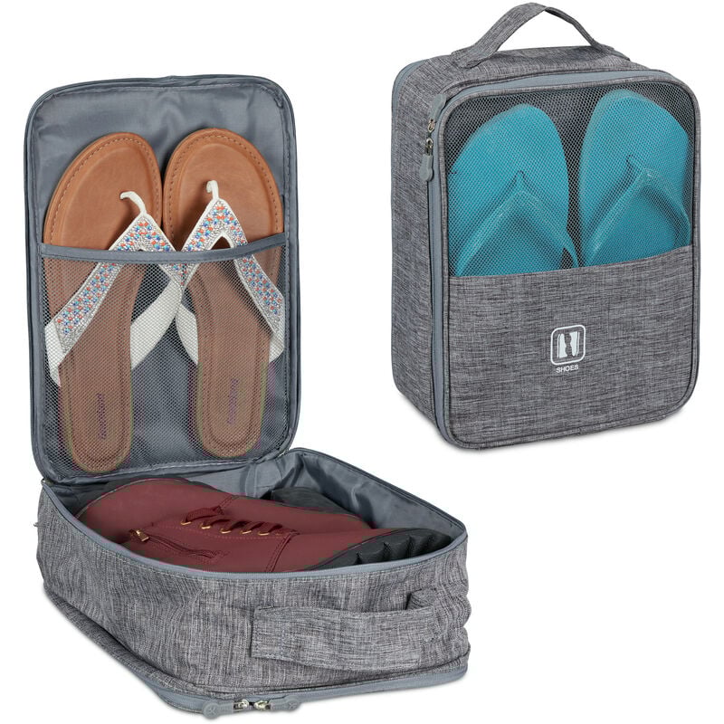 foto del prodotto 2x porta scarpe da viaggio, organizer portascarpe per sneaker, ciabatte, infradito, accessori per valigia, grigio