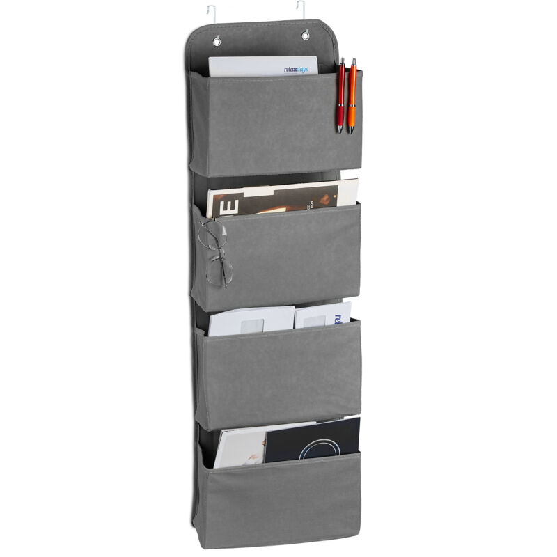 foto del prodotto 2x portaoggetti da parete, 4 scomparti, organizer da porta con ganci, salvaspazio per bagno e ufficio